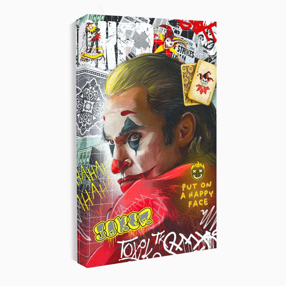 Tablou canvas cu tablou canvas cu portret joker, fara rama, pe sasiu de lemn